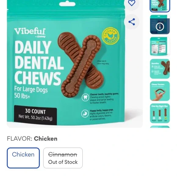 Vibeful by Chewy Daily Dental Chews for Large Dogs - 2 large 50.2oz bags - Picture 2 of 6
